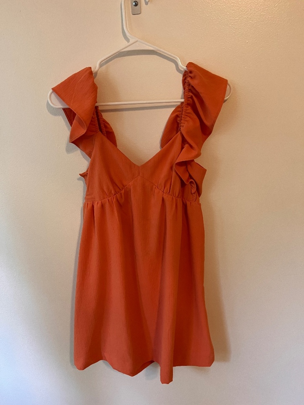 Blu Pepper Orange Mini Babydoll Dress w/ Ruffled Straps | Size S